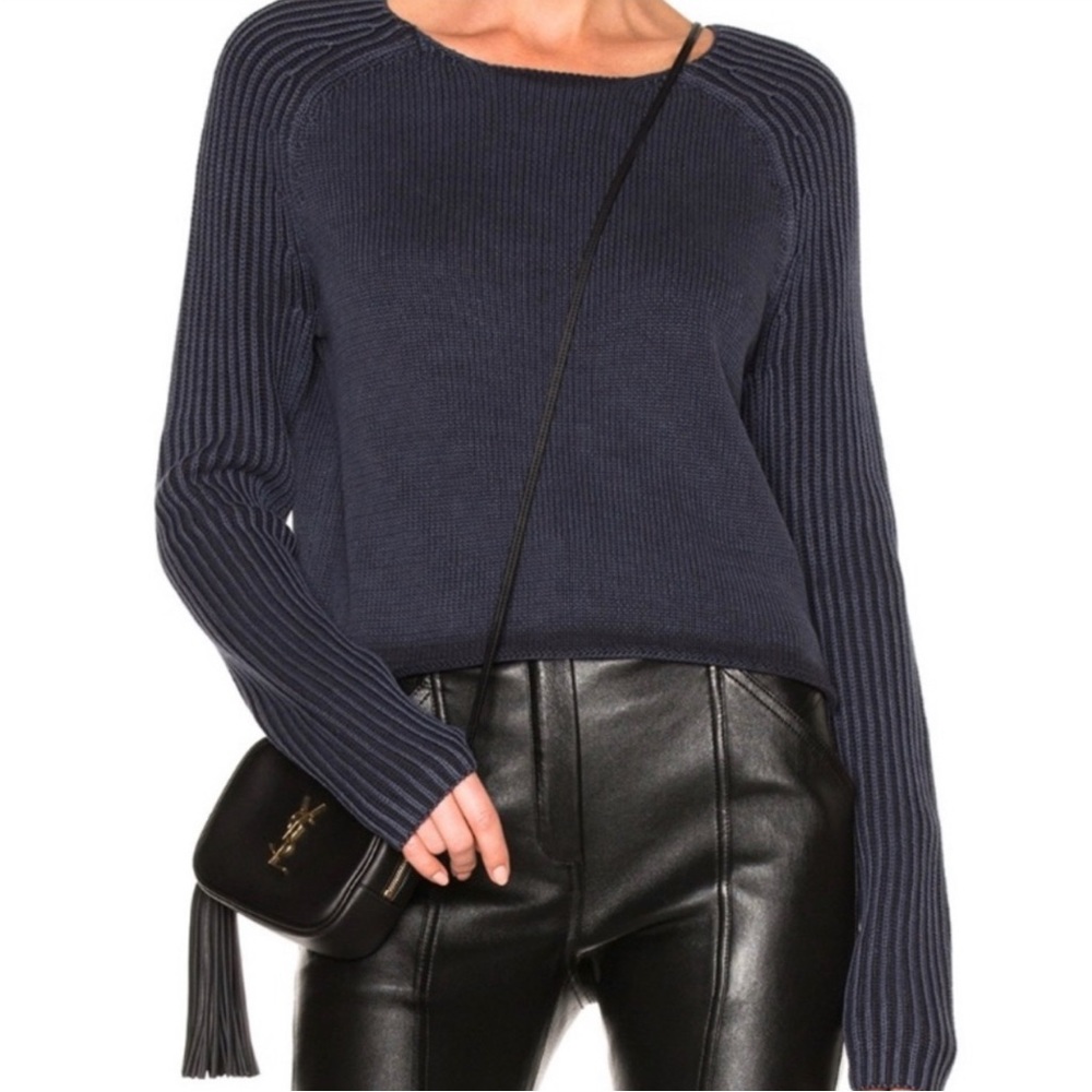 COPY - Frame Denim Crop Sweater Blue Size M Medium